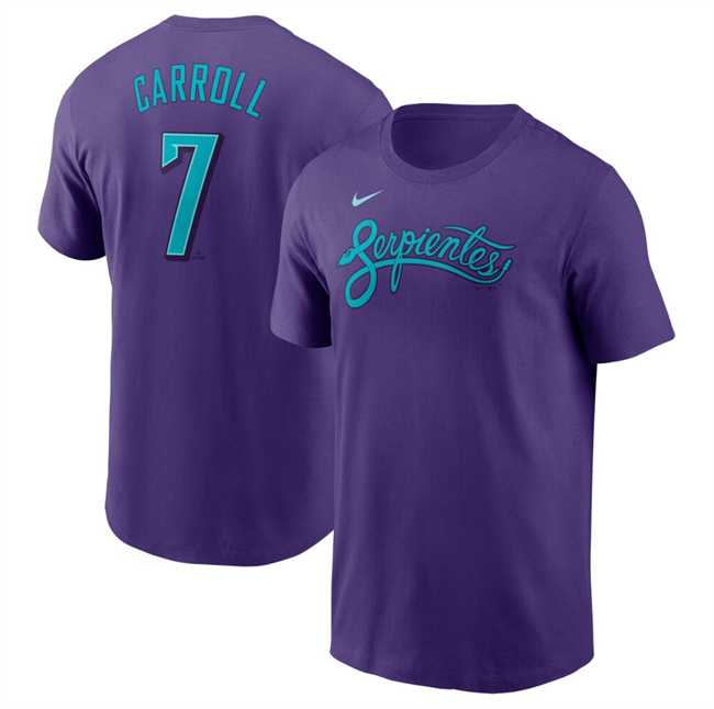 Men's Arizona Diamondbacks #7 Corbin Carroll Purple 2025 City Connect Name & Number T-Shirt,We sell and wholesale Men's Arizona Diamondbacks #7 Corbin Carroll Purple 2025 City Connect Name & Number T-Shirt on line form chian!